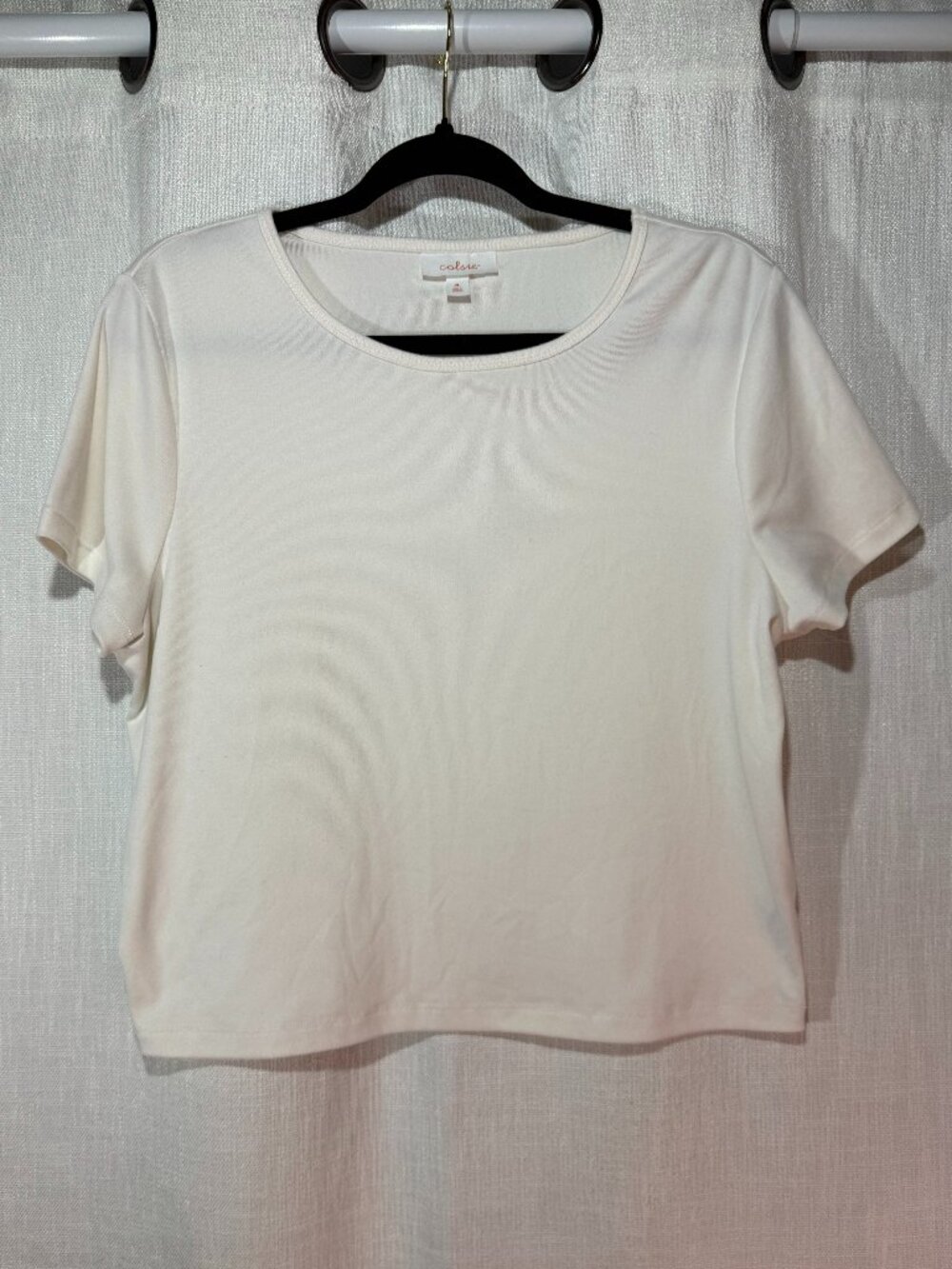 Colsie Short Sleeve T Shirt - Womens XL - White Crop Classic Basic Soft Comfy